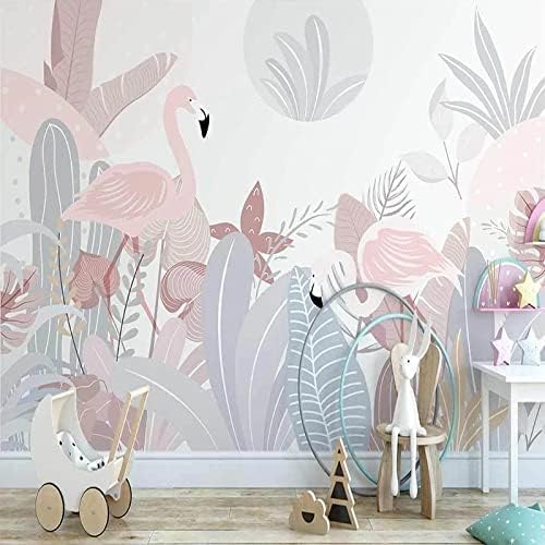 XLMING Handgemalte Abstrakte Pflanze Flamingo 3D Tapete Home Dekoration Wohnzimmer Sofa Schlafzimmer Tv Hintergrund Wand-300cm×210cm