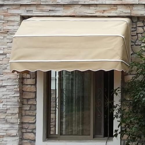 Tür-/Fenstermarkise – festes, wasserdichtes Regen- und Schneeschutz-Überdachung für den Außenbereich mit Aluminiumrahmen für die Veranda-Dekoration, anpassbar, Khaki, 70 x 50 x 50 cm