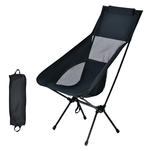 QYZUJIKL Campingstuhl, Klappstuhl, 600D Oxford-Gewebe, Stahlrohrmaterial, tragbarer, atmungsaktiver Stuhl mit hoher Rückenlehne, genießen Sie Outdoor-Aktivitäten