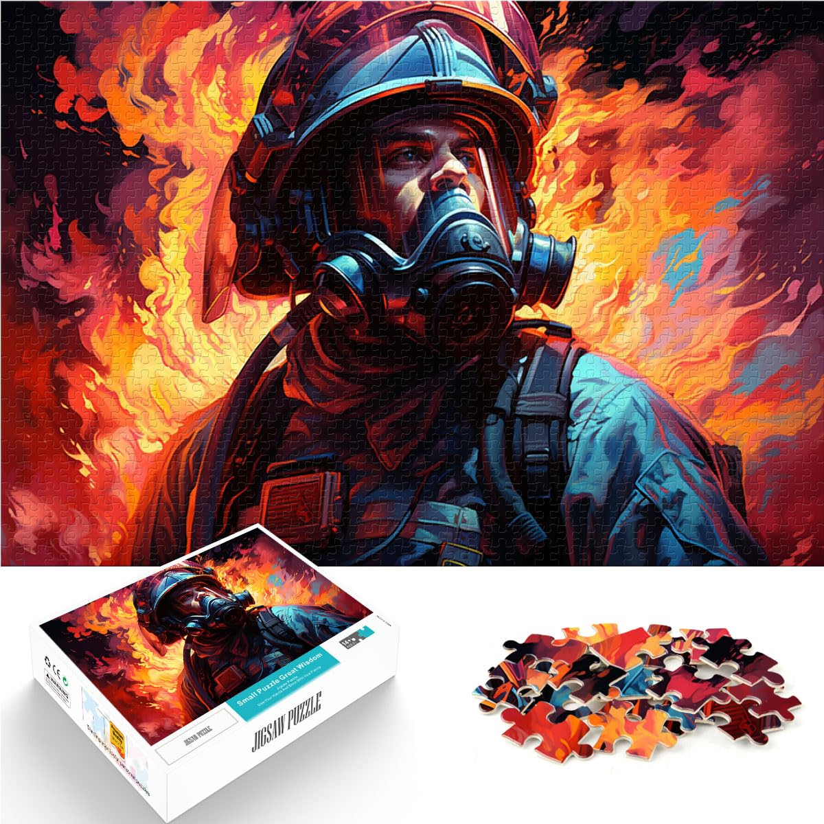 Spielgeschenk Puzzle Buntes psychedelisches Feuerwehrmann-Puzzle 1000 Teile Holzpuzzle Schwierige, schwere Puzzles für Frauen und Männer 1000 Teile (50 x 75 cm)