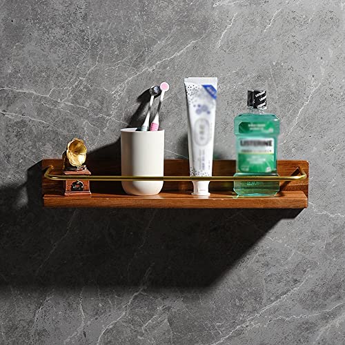 YIHANSS Duschregal fürs Badezimmer, Handtuchhalter aus Holz fürs Badezimmer, Duschregal aus Aluminium zur Wandmontage, Badezimmer-Organizer (Farbe: 45 cm Stange) (30 cm Stange)