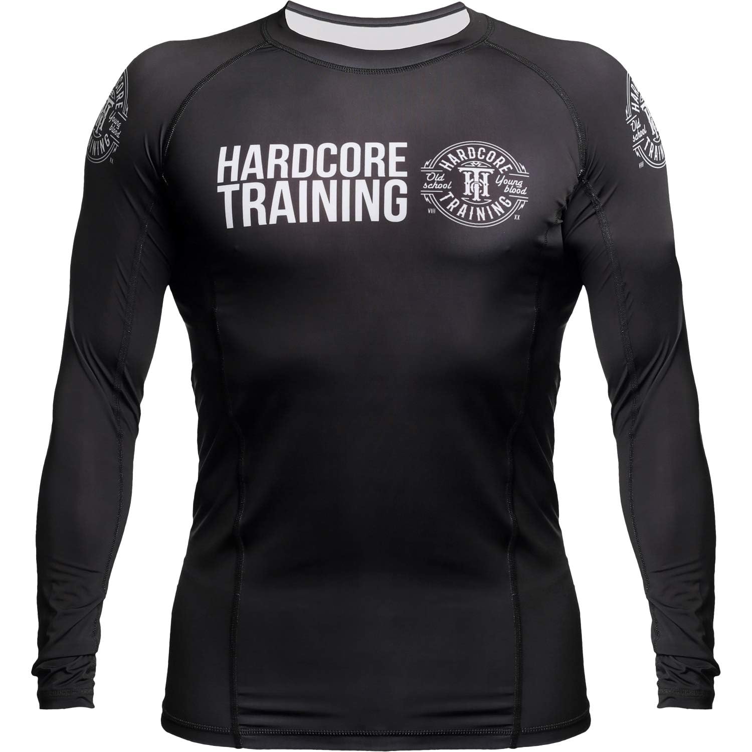 Hardcore Training Recruit Schwarz Rash Guard Men's Kompressionshemd Herren Lange Ärmel Grappling Jiu Jitsu MMA Fitness Boxen No Gi