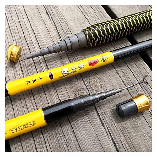 Hand Pole Angelrute Strom Angelrute 2.7~7.2M Carbon-Faser-Teleskop Angelrute(Yellow,6.3 m)