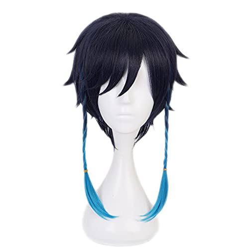 Anime cosplay perücke 35cm Game Genshin Impact Project Cosplay Barbatos Perücke Rolle Spielen Perücken Halloween Cosplay Pulver Short Blue Gradient