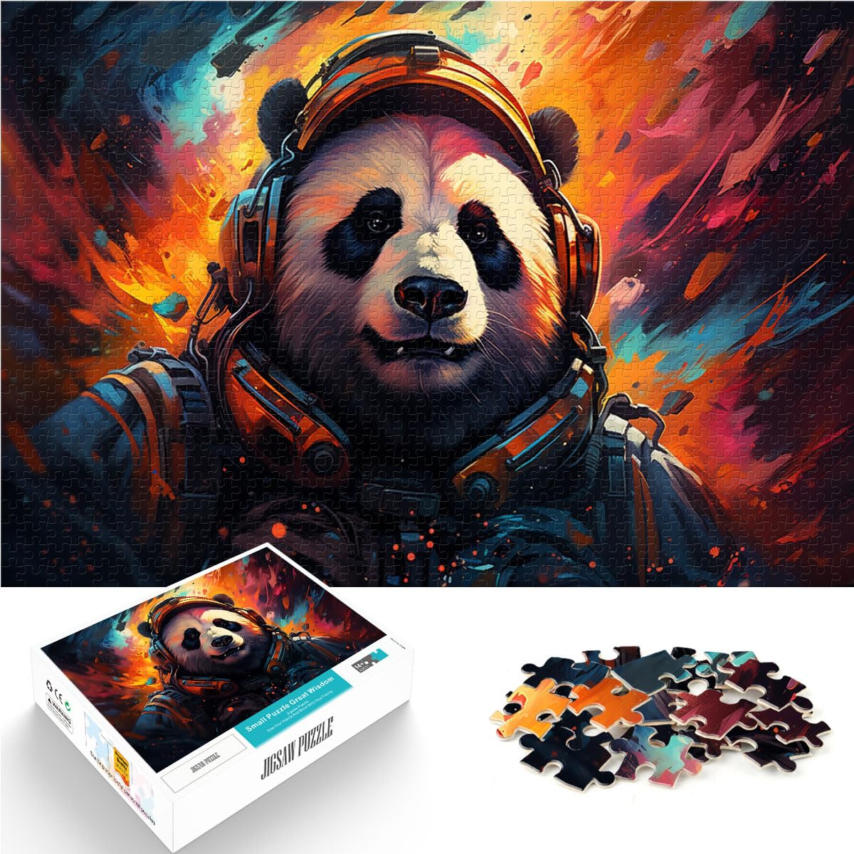 Puzzle-Geschenk, farbenfroher Psychedelischer Panda-Astronaut, 1000 Puzzles für Erwachsene, 1000 Teile, Holzpuzzle als Geschenk für die ganze Familie, 1000 Teile (50 x 75 cm)