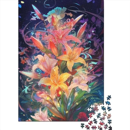 Radiant Lily Puzzle 1000 Teile Puzzle für Erwachsene Teenager Holzpuzzle für Erwachsene Puzzlespielzeug Geschenk zum Geburtstag 75x50cm