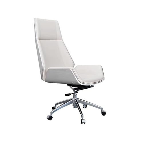 FUHAI-666 Bürostühle Ergonomischer Bürostuhl Home-Office-Schreibtischstuhl ohne Armlehne, hohe Rückenlehne, höhenverstellbar, Roll- und Drehstuhl Schreibtischstuhl(Weiß)