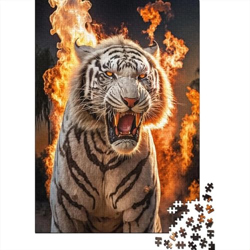 Captive Fire Tigers Holzpuzzle für Teenager, Geschenke für schwierige und anspruchsvolle Puzzles mit 1000 Teilen, ganze Familie, 75 x 50 cm