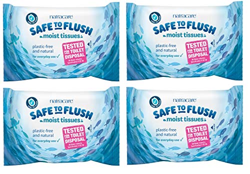 Natracare Safe to Flush Feuchte Taschentücher, 30 Tücher, 4er-Pack