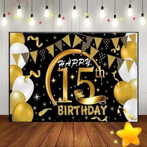 Alles Gute zum 15. Geburtstag Spiel Maschine Party Hintergrund Junge oder Mädchen Süß Smash Kuchen geboren Fotografie Requisiten Jahrgang Rot Dekoration 350x230cm