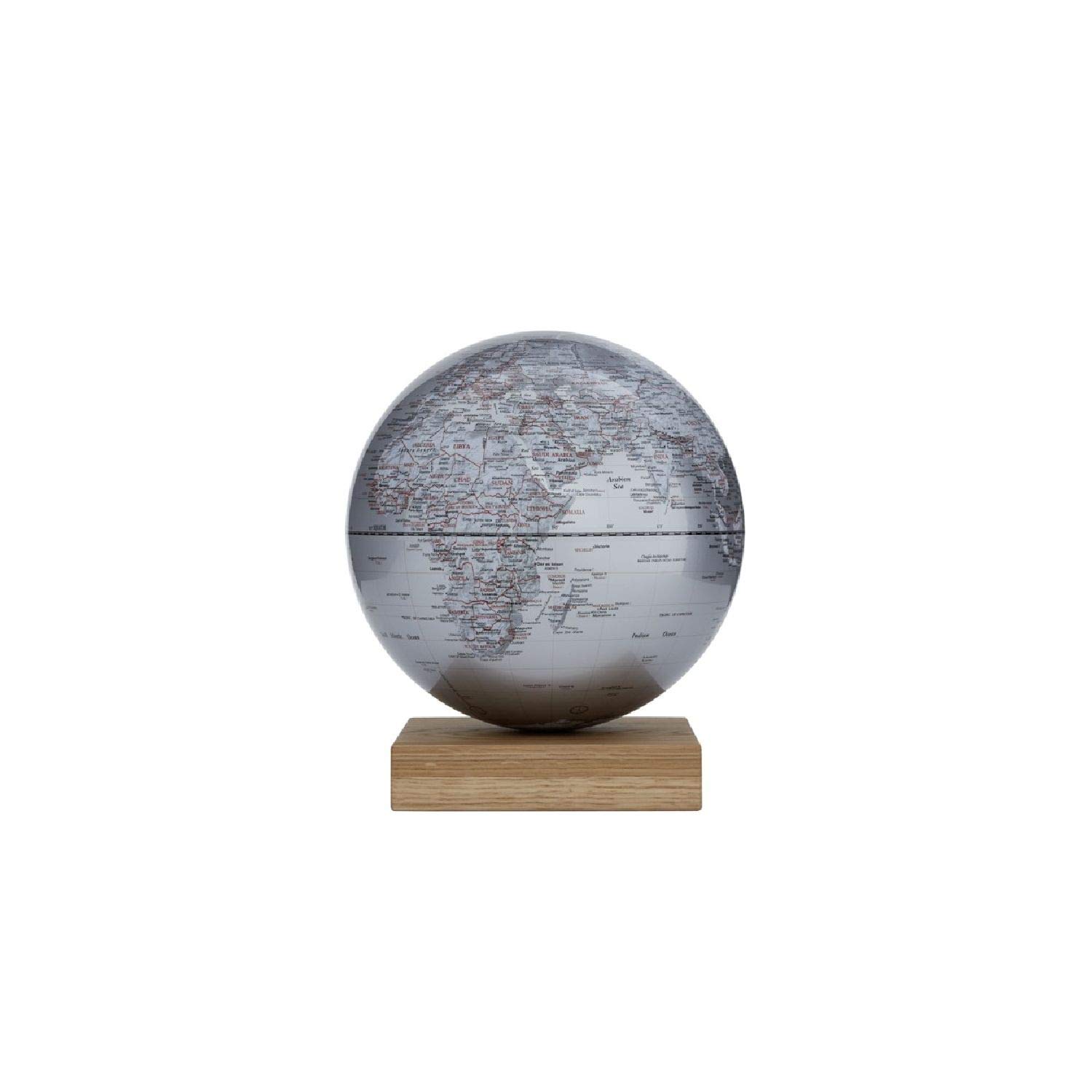 EMFORM Platon Globus magnetisch mit Eichenholz-Sockel Silber 250 mm