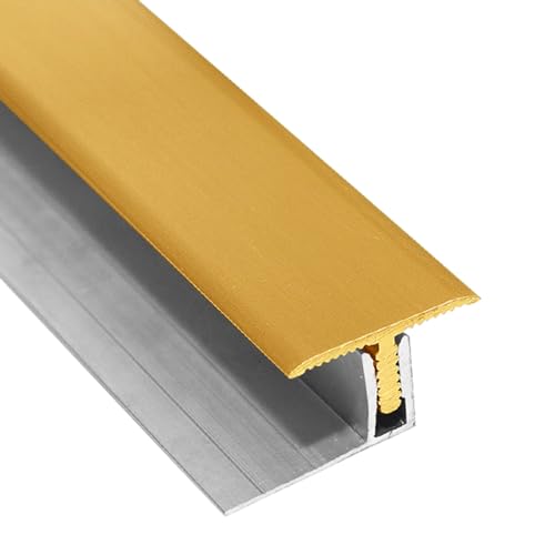 Übergangsprofil Schwellenverkleidung aus Messing mit Aluminiumschiene, Höhenverstellbarer Laminatboden-Übergangsstreifen, Türschwellen-Lückenabdeckung in T-Form (Color : Style1)