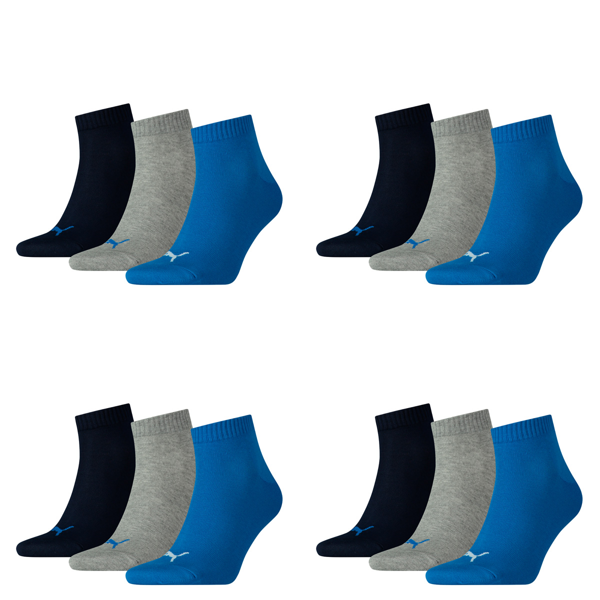 12 Paar Puma Unisex Quarter Socken Sneaker Gr. 35 - 49 für Damen Herren Füßling...