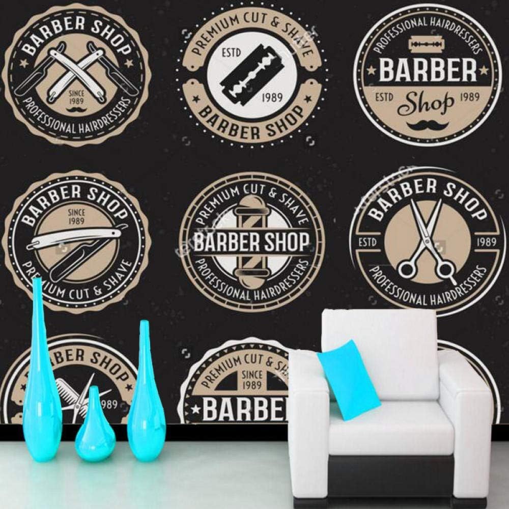 Barber Shop Circle Abzeichen 3D Tapete Poster Restaurant Schlafzimmer Wohnzimmer Sofa TV Dekorative Wand-430cm×300cm