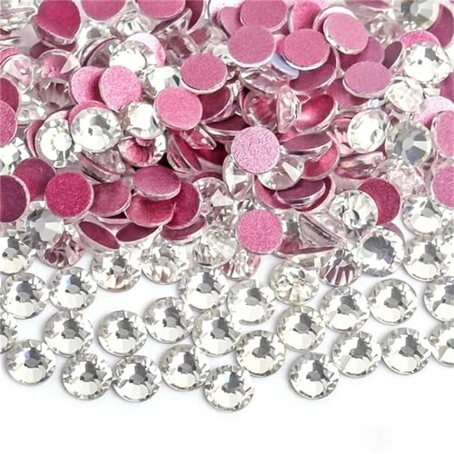 Bulk Flatback Strasssteine, Kristall Hotfix, 1440 Stück Super-Glitzer-Kristall AB, nicht Hotfix-Strasssteine, for Nähen, for Stoffe, Kleidungsstücke, Nagelkunst, Strass-Dekorationen(Pink Clear,Ss16)