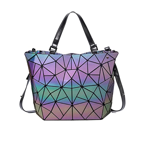 Marber Frauen Umhängetasche Luminous Geometric Nightglowing Art und Weise bunte Rhombic Handbag Tote Umhängetaschen für Damen Frauen (small)