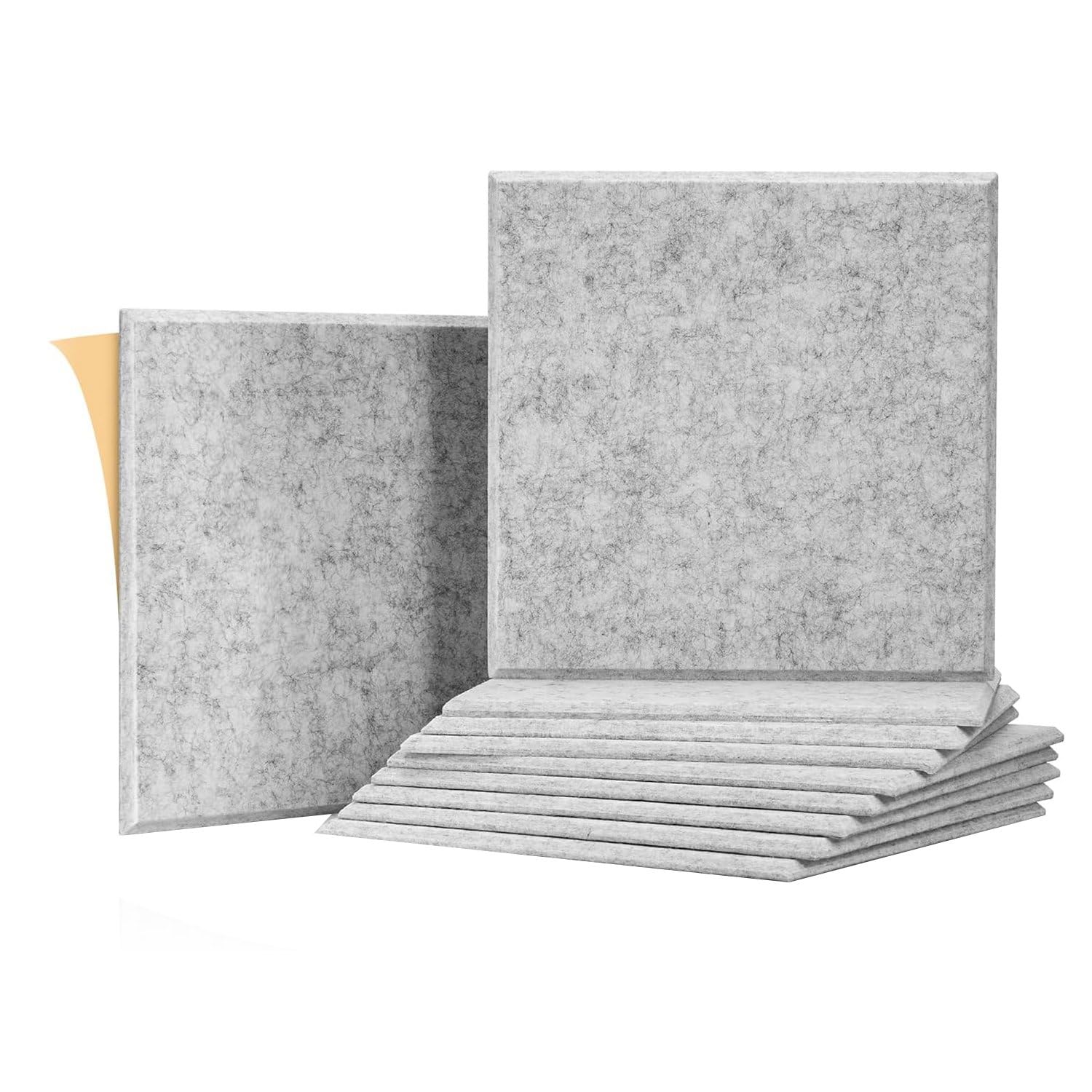 Knadgbft 10Er-Pack Schallschutzplatten für WäNde, Selbstklebende Akustikplatten 12 X 12 X 0,4 für Aufnahmestudio, BüRo, Zuhause, A