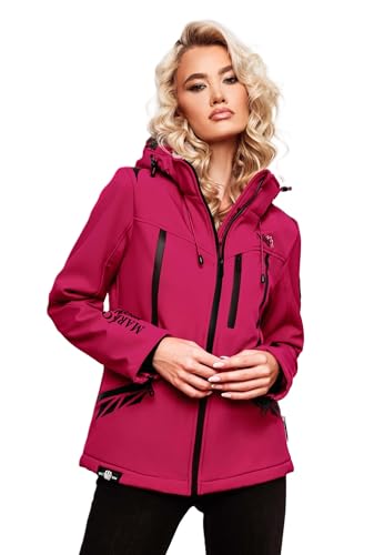 MARIKOO Damen Softshell Jacke Funktionsjacke Outdoor B928 [B928-Cho-Oyu-Fuchsia-Gr.M]