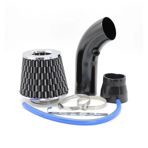 Induktion Schlauch Kit 76mm Auto Umgerüstet Winter Pilzkopf Luftfilter Ansaugrohr Filter High Flow Hoch Kaltluftfilter Aluminium Rohr Kit Auto Luftansaug(Black Carbon)