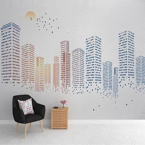 Silhouette Eines Städtischen Gebäudes 3D Tapeten Wanddekoration Fototapete Sofas Wohnzimmer Wandbild Schlafzimmer-150cm×105cm