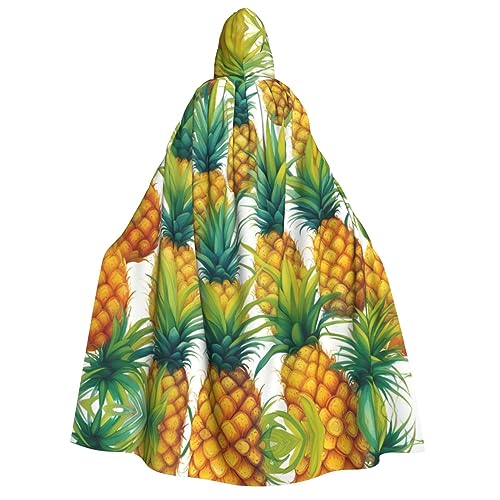 WURTON Exotischer tropischer Ananas-Druck, Unisex, Kapuzenumhang, Kostüm, Damen und Herren, Vampir, Halloween, Cosplay, Karneval, Mottoparty