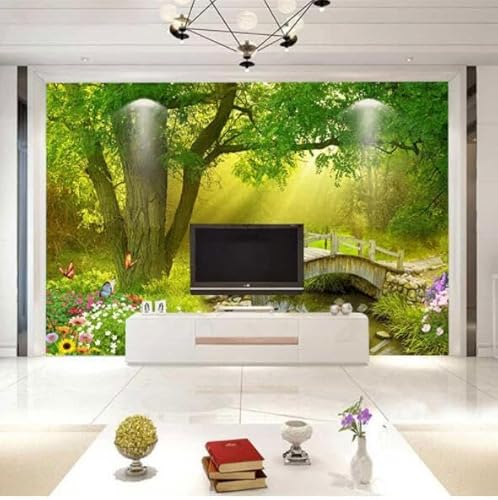 tyujlkjddlf Tapete Wandbild 3D Benutzerdefinierte Wohnzimmer-Tapete, Sofa-Tv-Hintergrund, Landschaft, Lotus-Wandbild, Wandverkleidung-350Cmx245Cm