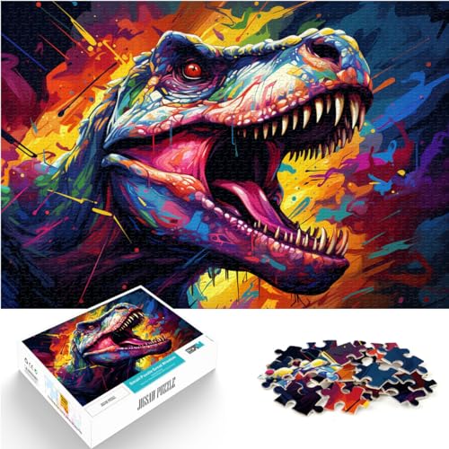 Puzzle-Spiele, farbenfrohe Dinosaurier-Kunst-Puzzles für Erwachsene, 1000-teiliges Puzzle, Holzpuzzles, Heimdekorations-Puzzles, 1000 Teile (50 x 75 cm)