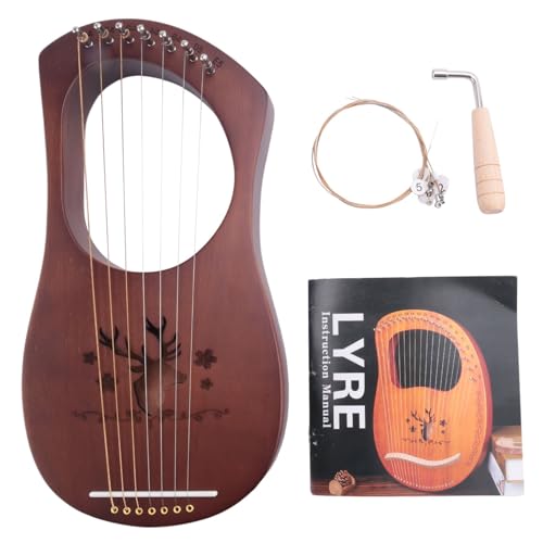 Ghulumn 7-Saitige Lyre Harfe Mahagoni Massive Holz Metall Saiten Saiten Instrumente