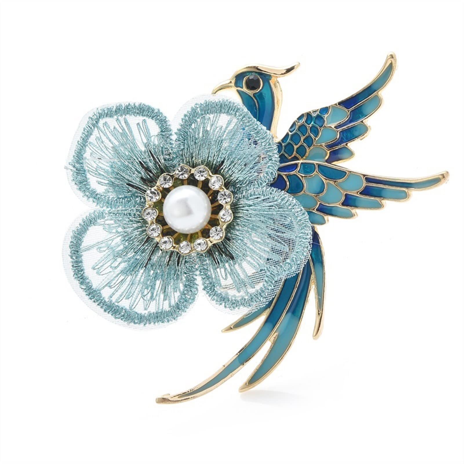 AIHEDOUJ Anstecknadel, Schmuck, Geschenke für Frauen, Damenmode-Accessoires, Emaille-Vogel-Spitze-Blumen-Brosche, Damen-Party-Brosche, Strickjacke, Jacke, Mantel, Brosche, Broschen und Anstecknadeln