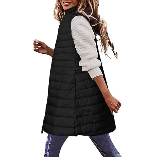 CSHE Steppweste Damen Lang Elegant Übergangsjacke Damenwesten Longweste Steppjacke Silvester Geburtstag Faschings Karneval 2023 2024 Outfit Deko Meine Bestellungen Anzeigen