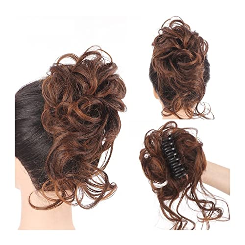 Bun Haarteile Erweiterung Messy Claw Clip Chignon Haarknoten Lockige Perücke Synthetische lockige gewellte Dutt Haarklammer in Dutt Messy Chignons Haarverlängerungen for Frauen Brötchen-Haarteil (Col