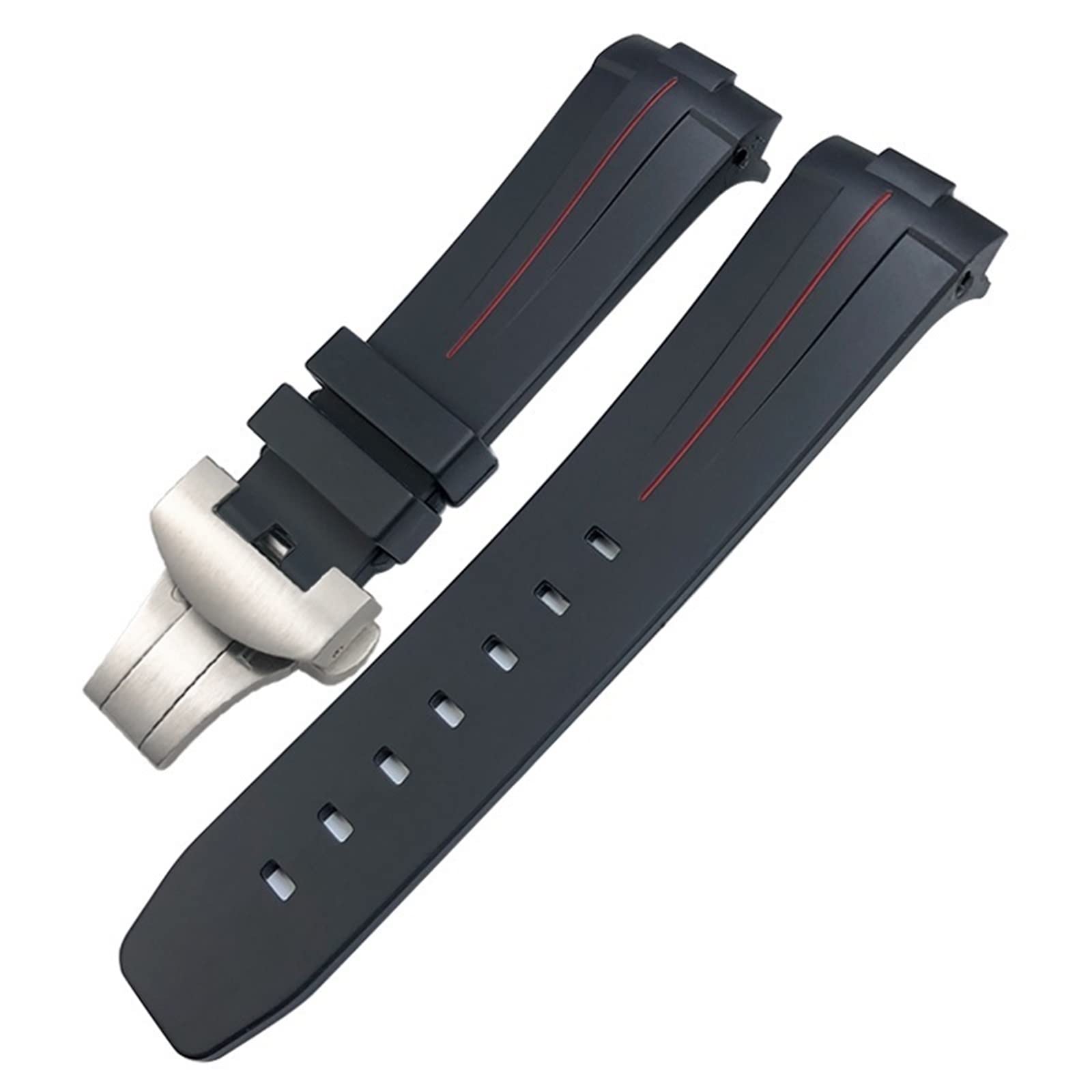 BANDKIT Uhrenarmband für Panerai PAM00111/441, wasserfestes Armband mit Schmetterlingsschnalle, 24 mm, Schwarz / Grün, 24 mm, Achat