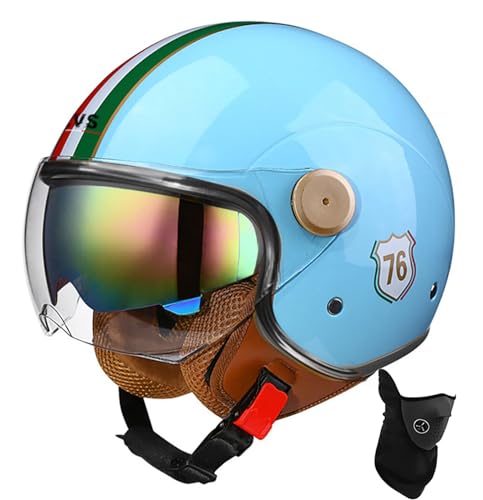 Offener Helm, Motorrad-Halbhelm, DOT/ECE-Zugelassener Motorrad-Sturzhelm Mit Sonnenblende, Retro-Vintage-Stil, Motorrad-Vespa-Jet-Helm Für Kinder, Jugendliche, Männer Und Frauen 14,M 56-57cm