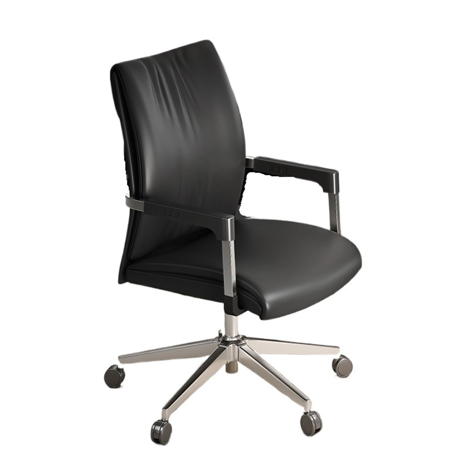 FUHAI-666 Bürostühle Ergonomischer Stuhl, Bürostuhl, bequemer PU-Lederstuhl, Verstellbarer Drehstuhl, Schreibtisch und Stuhl for Büro, Besprechungsraum und Heimgebrauch Schreibtischstuhl(Schwarz)