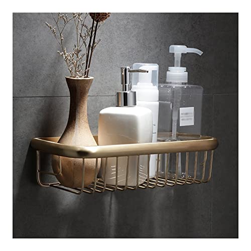 YIHANSS Duschregal zur Wandmontage, Badezimmer-Aufbewahrungsregal aus gebürstetem Gold, Duschkorb, Duschhalter aus Messing, Badezimmer-Organizer (Farbe: 35 cm) (35 cm)