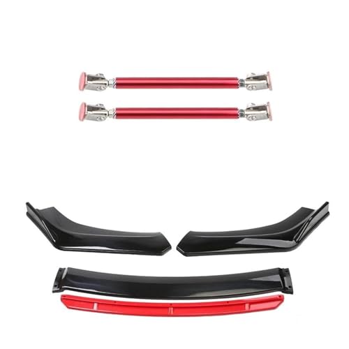 Splitter 4 STÜCKE Universal ABS Kunststoff Kohlefaser Autozubehör Auto Vorderen Stoßfänger Lip Body Kit Spoiler Splitter Diffusor Splitter Frontlippe(15cm red 1)