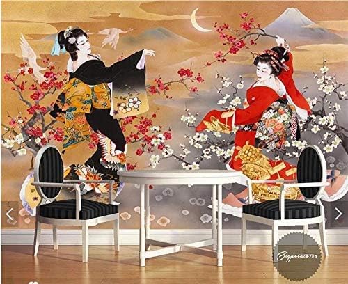 XLMING Vintage Japanische Schönheit Figur Ölgemälde Küche Esszimmer Arbeitszimmer Wohnzimmer TV Hintergrund Wand 3D Tapete-250cm×170cm