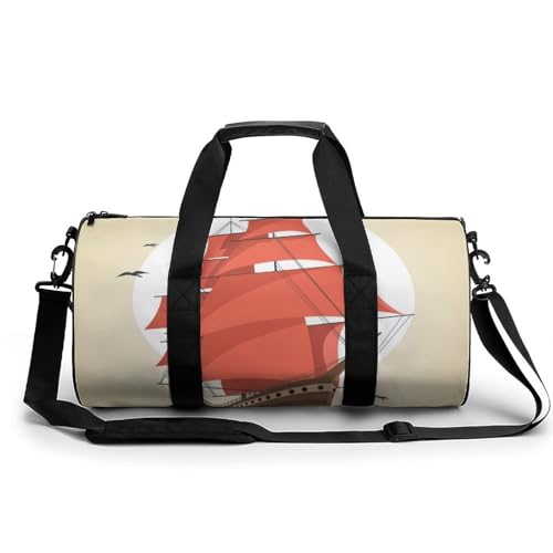 Segelboot Sport Duffel Bag Sporttasche Reisetasche Handgepäck Tasche Schwimmtasche Weekender Bag 45x23x23cm