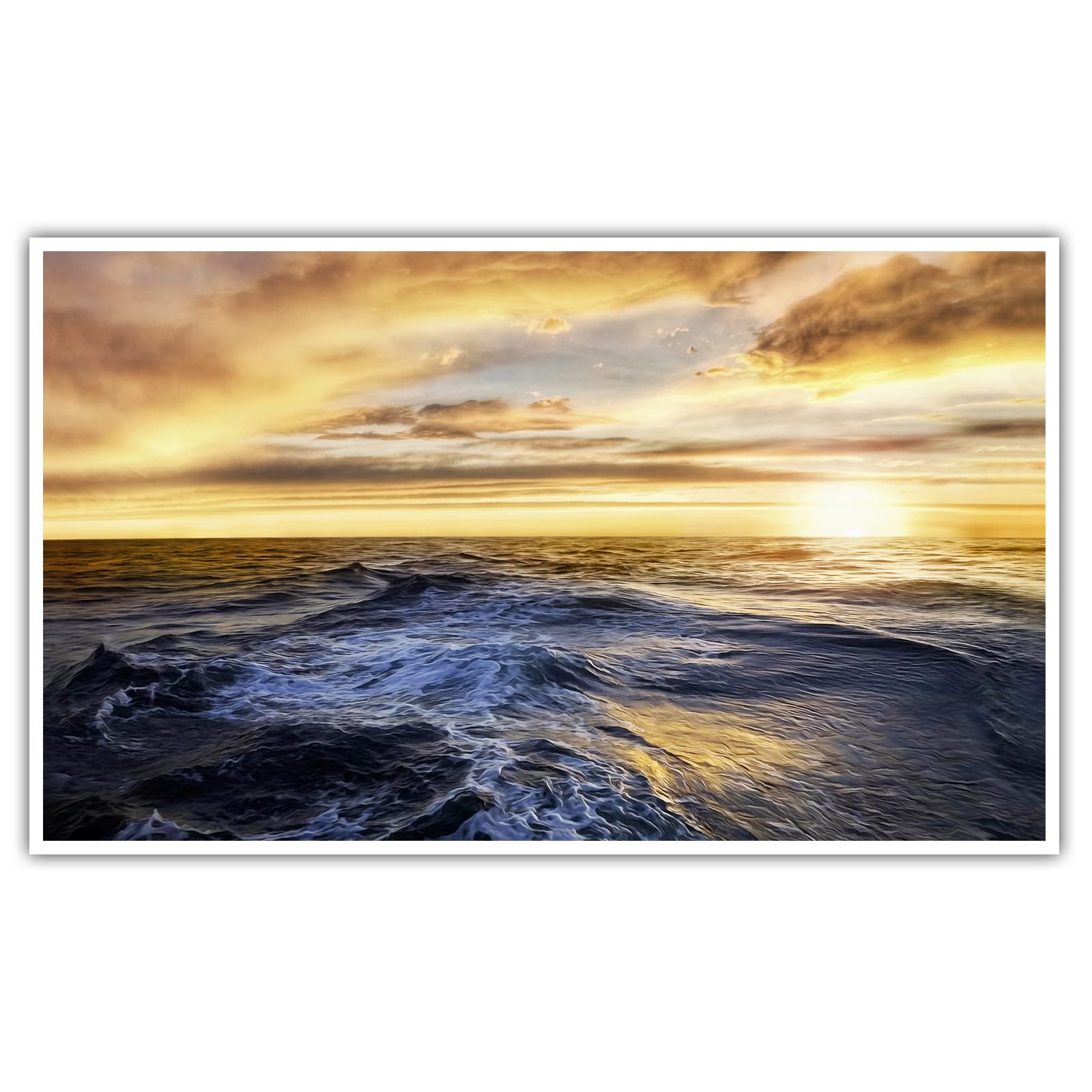 Ozean Sonnenaufgang - Poster ohne Rahmen - Natur Meer Posterdruck Bild Wandbild Kunst Druck Bilder Wand Deko Wandposter Modern XXL Wohnzimmer (150 x 90 cm, Poster)