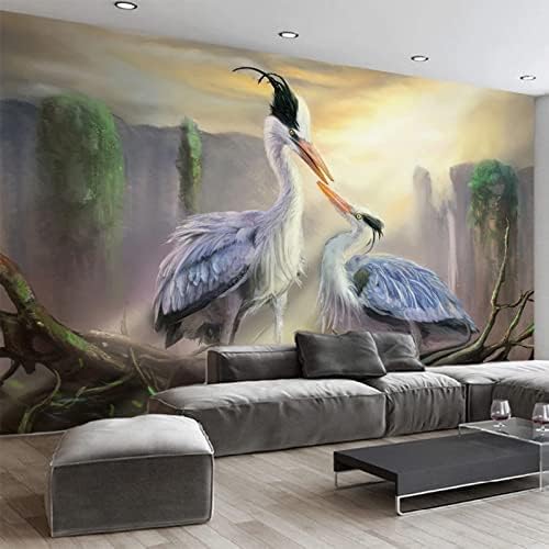 XLMING Kunst Abstrakte Ölgemälde Kranich 3D Tapete Home Dekoration Wohnzimmer Sofa Schlafzimmer Tv Hintergrund Wand-150cm×105cm