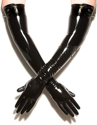 Schwarze, Sexy, Armlange Latexhandschuhe Mit D-Ringen Oben Und Langen Gummihandschuhen,Schwarz,XL