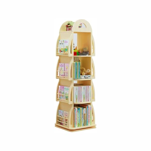 SLOKFV5 Regal Drehbarer Bücherregal-Turm aus massivem Holz, 360° drehbares Bücherregal, drehbarer Bücherregal-Turm, bodenstehender Aufbewahrungsständer für das Heimbüro Standregal Bookshelf