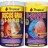 Tropical 1 Liter Discus Gran D - 50 Plus + 1 Liter Discus Flocken D- 50 2 er Set Diskus Fischfutter