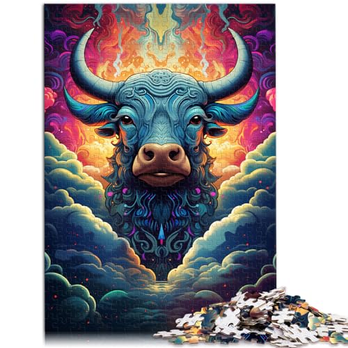 Puzzle | Puzzles Bunte psychedelische Kuh aus der Zukunft 1000 Teile Puzzle für Erwachsene Puzzles Holzpuzzle für und Geschenkidee 1000 Stück (50x75cm)