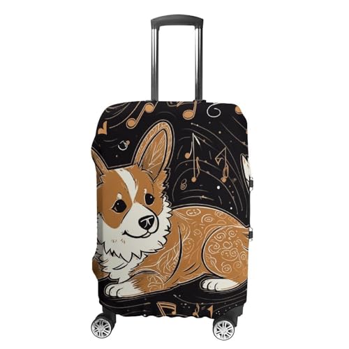 CSGJMYGS Reisegepäckabdeckung, elastisch, waschbar, modisch, kratzfest, Corgi, wer Musik liebt, Koffer-Schutz, passend für 45,7 - 81,3 cm Gepäck, Style-4, XL