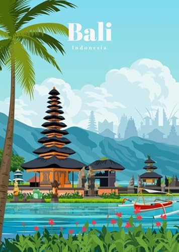 HfmQuisutron Jigsaw Puzzle 1000 Pieces Travel Scenery City Bali Poster Wooden Adult and Children'S Toy Stress Relief Game Pq93Az