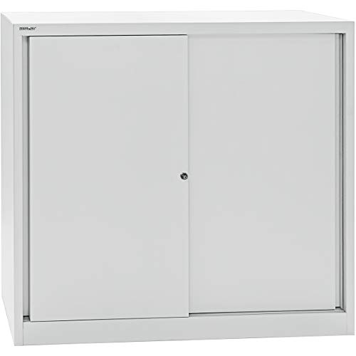 BISLEY Schiebetürenschrank ECO, 2 Fachböden, 3 OH, Metall, 645 Lichtgrau, 43 x 120 x 118.1 cm