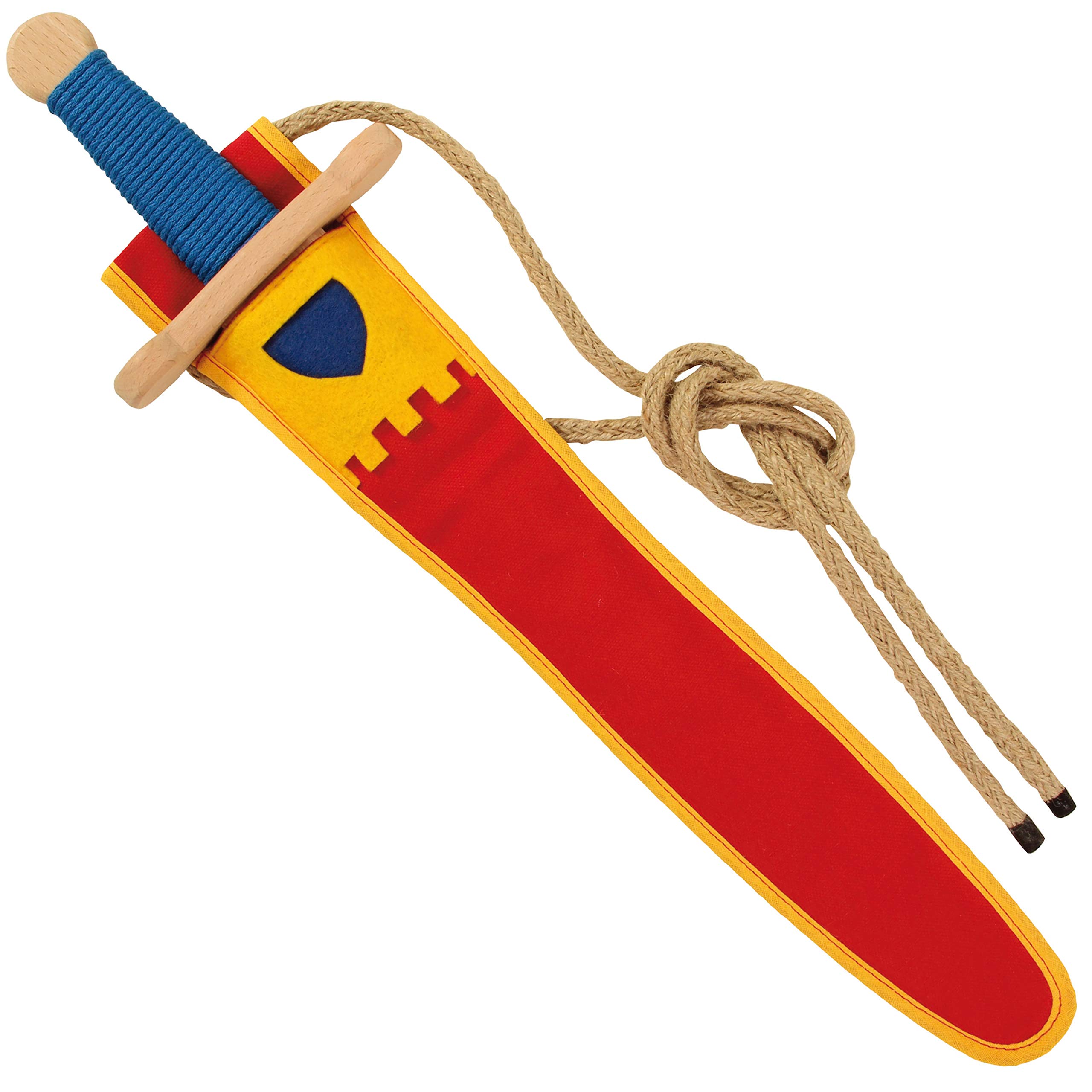 Schwertset Landsknecht rot/gelb aus Buchenholz 48cm (940) – Spielzeugmanufaktur Vah [Made in Germany | traditionelles Handwerk]