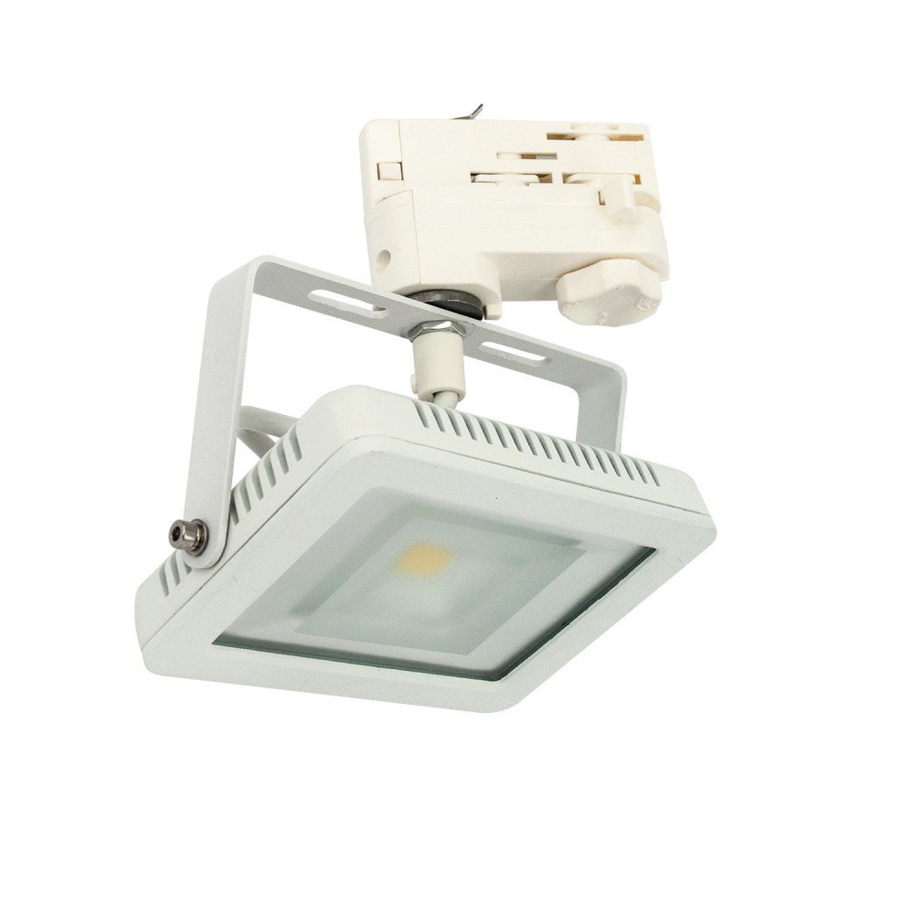 CLE LED Floodlight Stromschienstrahler weiß 10W 3500K 850lm neutralweiß 3 Phasen Adapter Breitstrahler