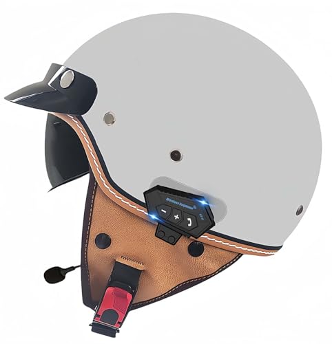 Vintage-Motorradhelm, Offener Helm, ECE-Zugelassener Offener Motorradhelm, Retro-Halbhelm Mit Sonnenblende, Für Erwachsene, Männer Und Frauen, Mopedhelme D,M57-58CM